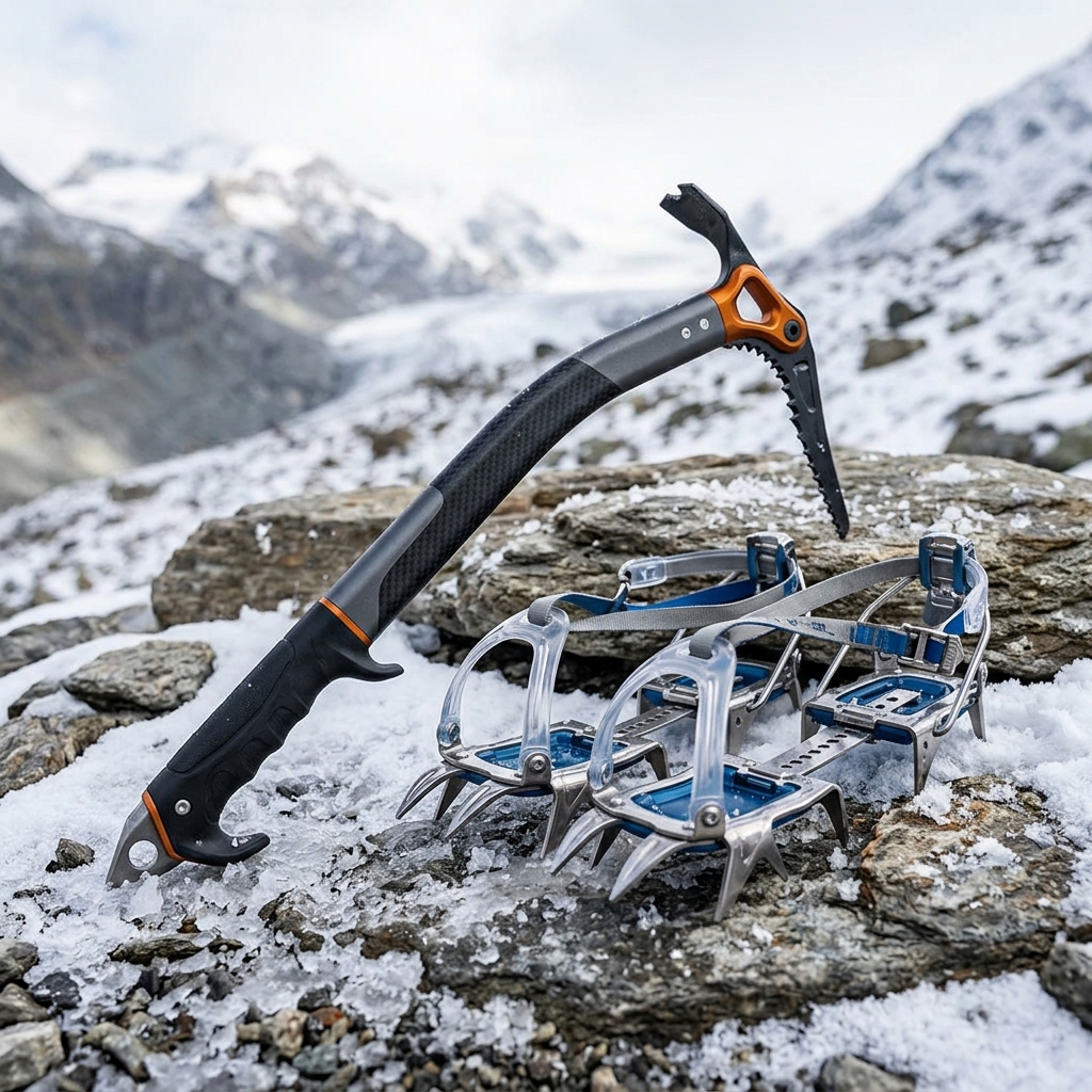 Carbon Hybrid Ice Axe & Technical Crampons Set
